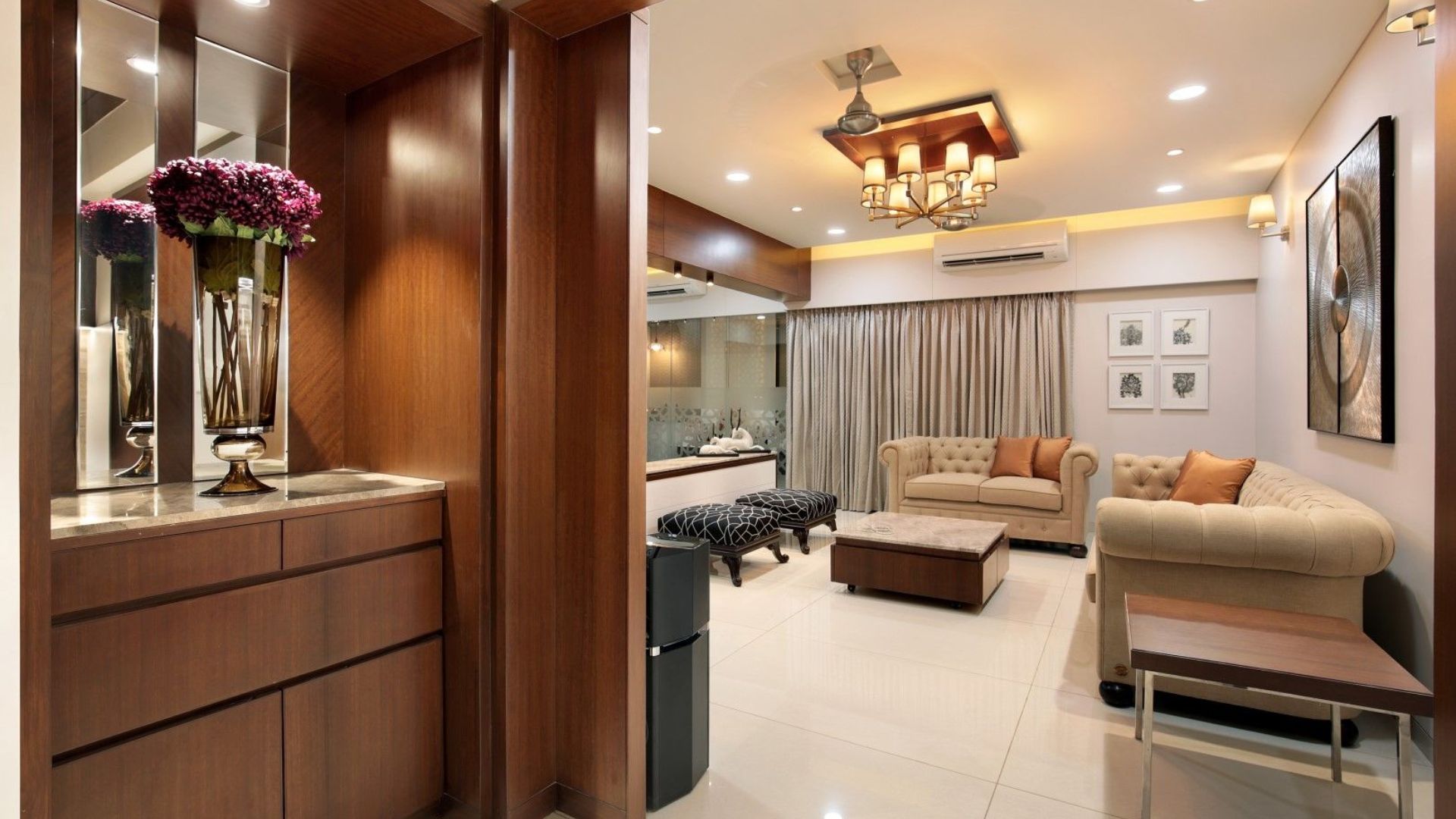 Modern living room with decorative furniture