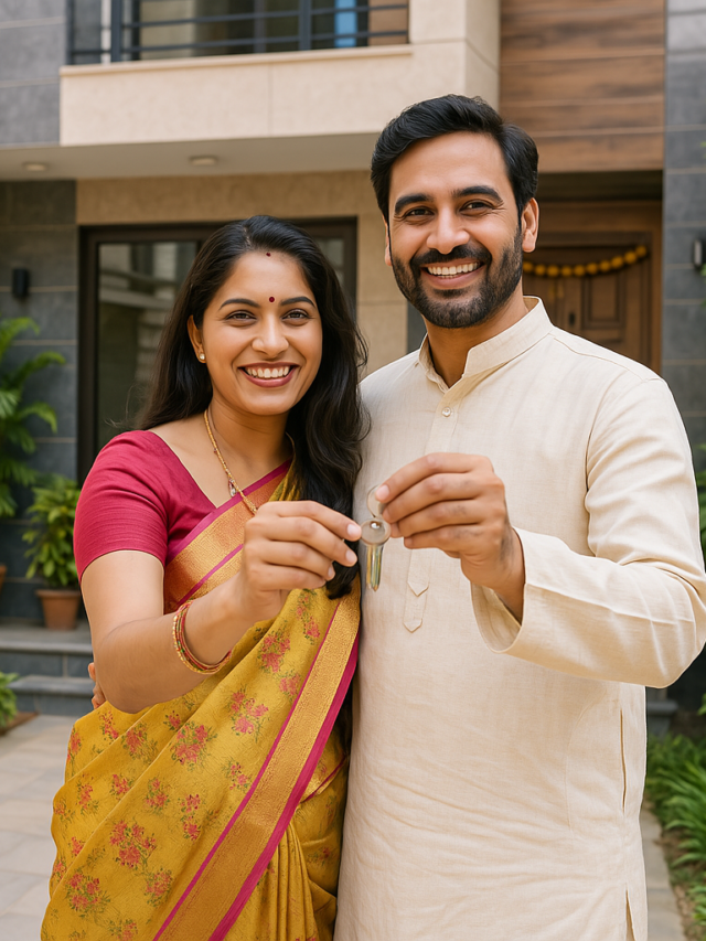 happy family with new house