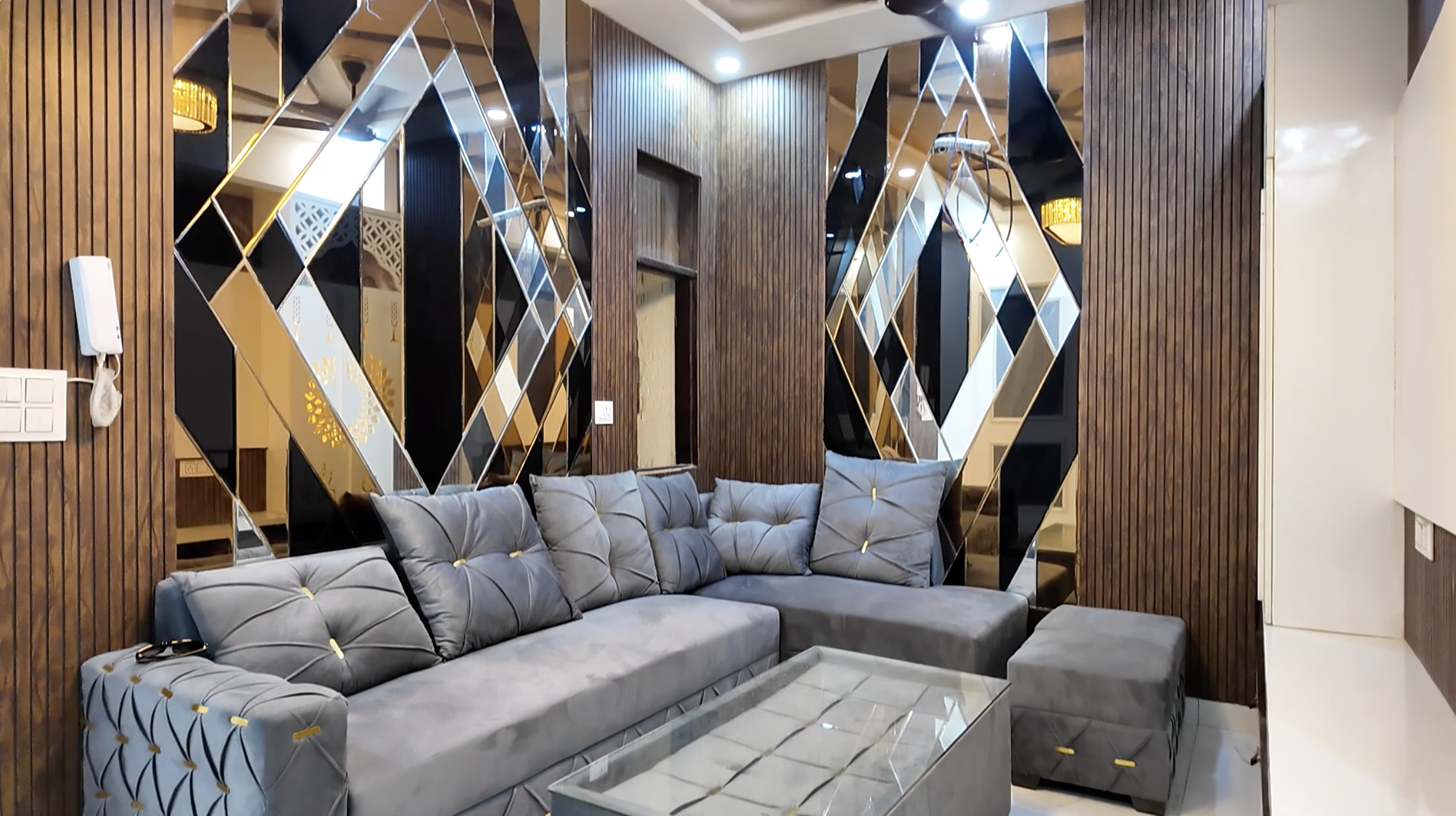 Modern comfortable sofa in living room