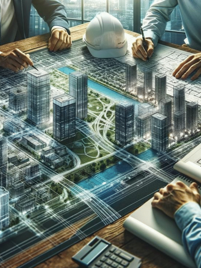 Real estate planning with modern city infrastructure model.